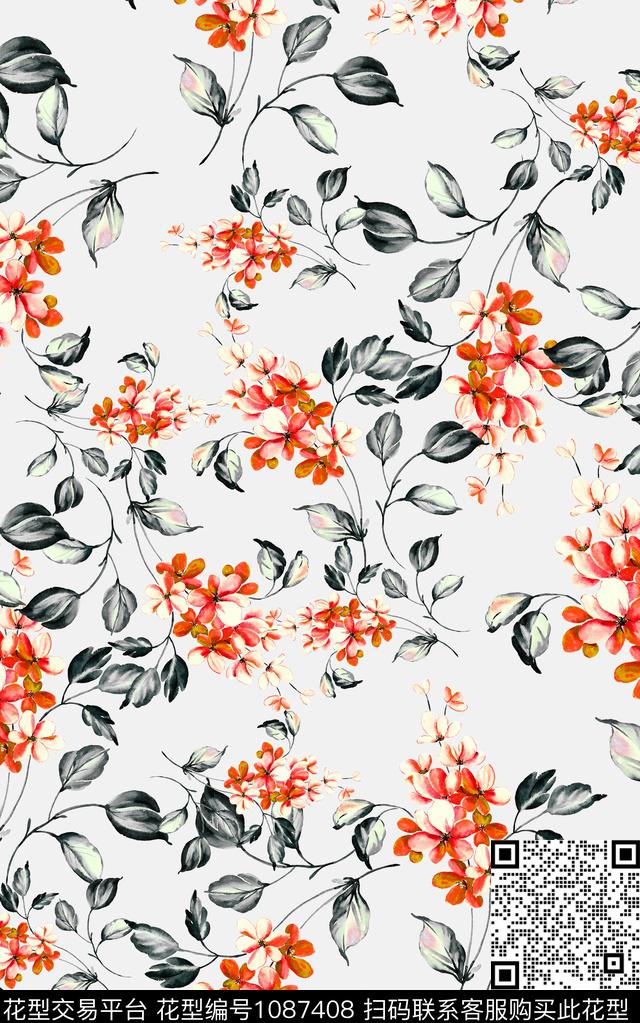 小碎花花卉清爽底花卉数码印花华亿平台下载（图片编号: 1087408） - 瓦栏（Walan）