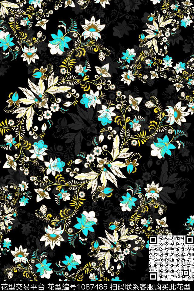 花卉趣味小碎花数码印花华亿平台下载（图片编号: 1087485） - 瓦栏（Walan）