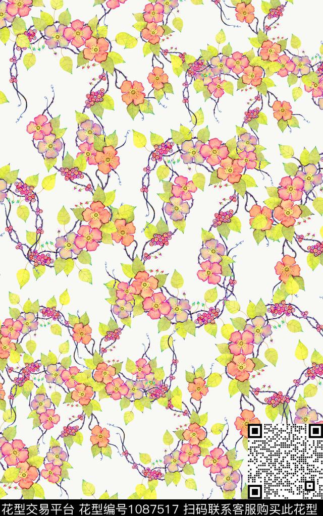 数码华亿平台小碎花田园数码印花华亿平台下载（图片编号: 1087517） - 瓦栏（Walan）