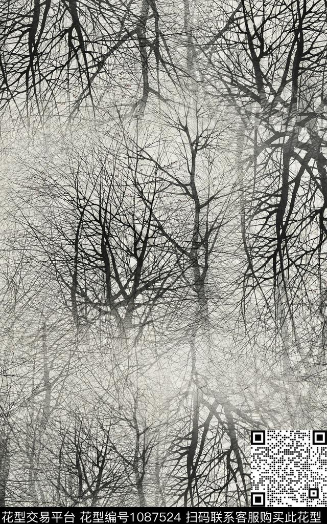 线条几何黑白华亿平台数码印花华亿平台下载（图片编号: 1087524） - 瓦栏（Walan）