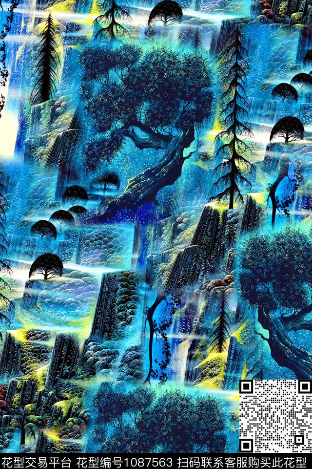 树肌理风景景观数码印花华亿平台下载（图片编号: 1087563） - 瓦栏（Walan）