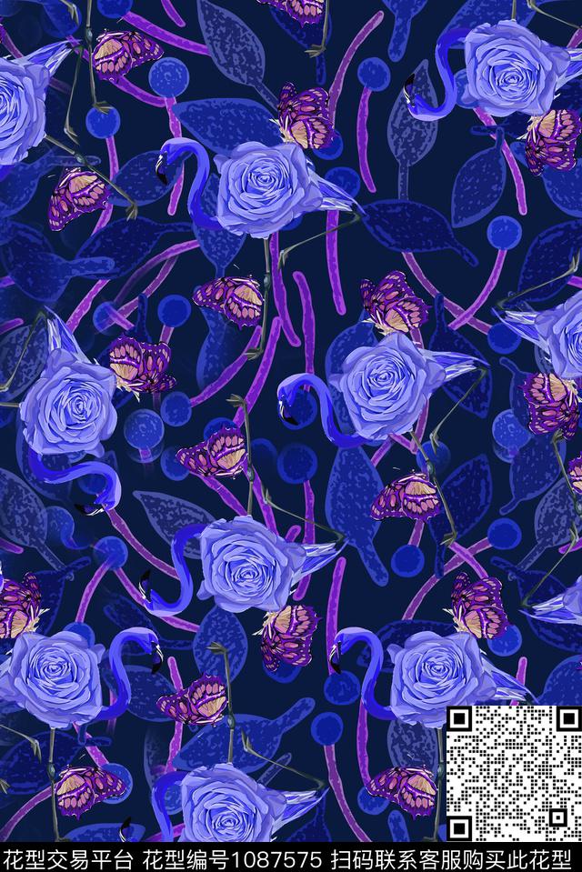 小碎花玫瑰花中老年数码印花华亿平台下载（图片编号: 1087575） - 瓦栏（Walan）