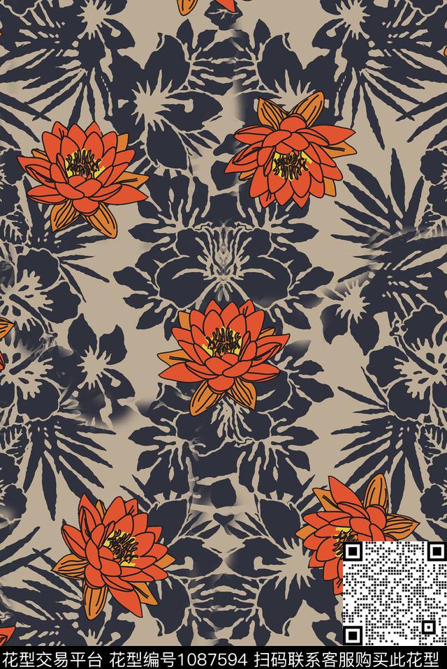 小碎花花卉中老年传统印花华亿平台下载（图片编号: 1087594） - 瓦栏（Walan）