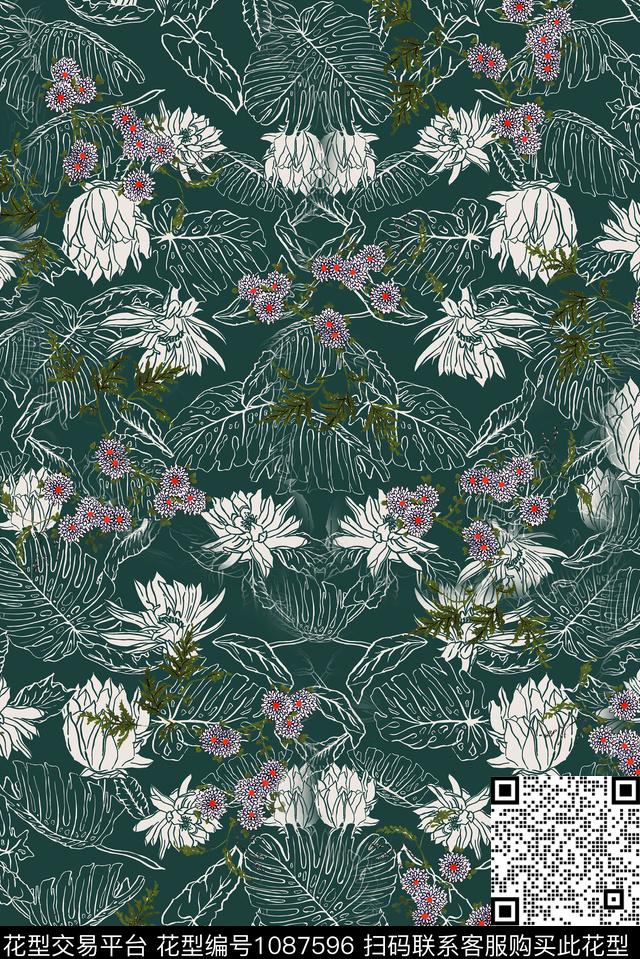 小碎花花卉中老年传统印花华亿平台下载（图片编号: 1087596） - 瓦栏（Walan）