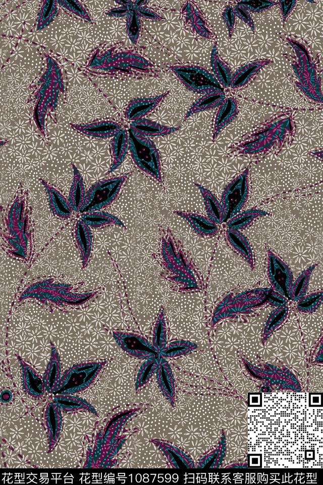 小碎花花卉中老年传统印花华亿平台下载（图片编号: 1087599） - 瓦栏（Walan）