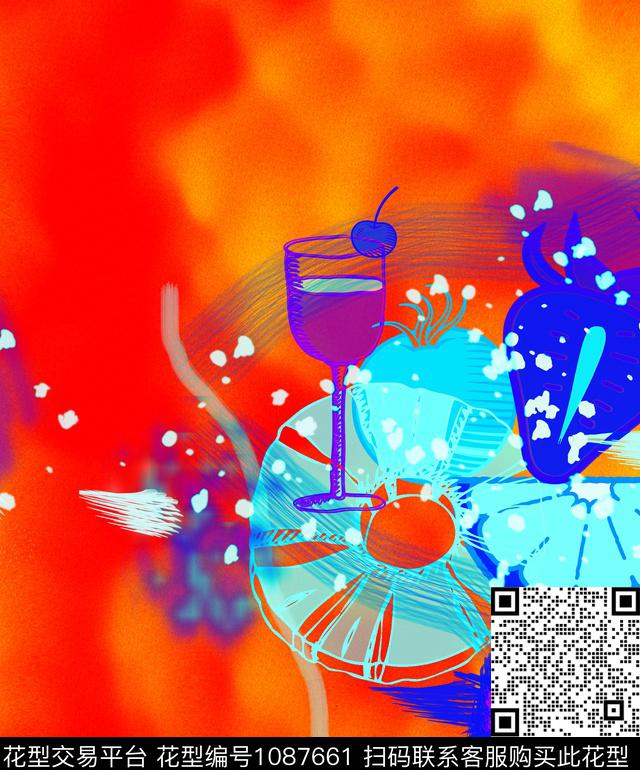 创意抽象水果数码印花华亿平台下载（图片编号: 1087661） - 瓦栏（Walan）