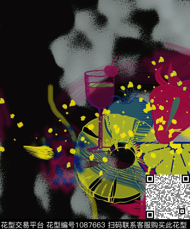 创意抽象水果数码印花华亿平台下载（图片编号: 1087663） - 瓦栏（Walan）