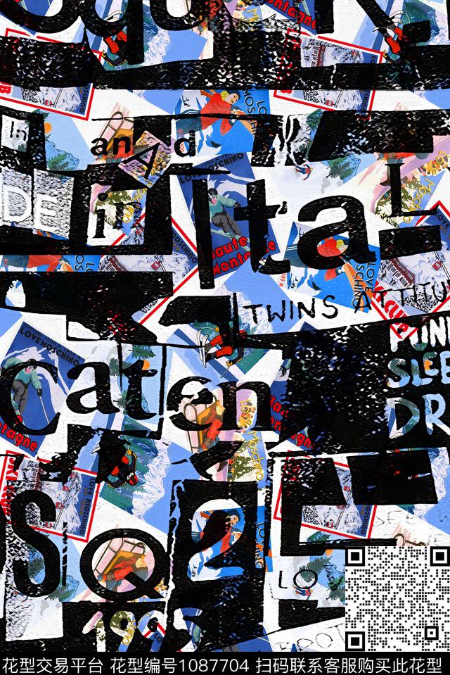 字母潮牌大牌风数码印花华亿平台下载（图片编号: 1087704） - 瓦栏（Walan）