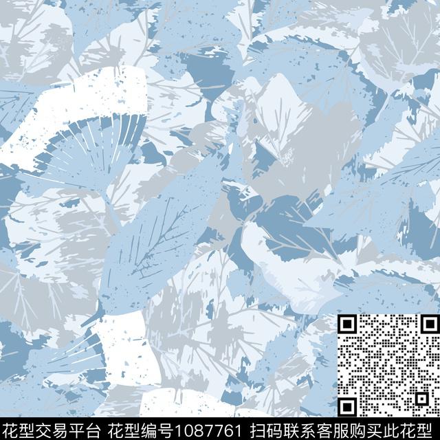 抽象绿植树叶清爽底花卉传统印花华亿平台下载（图片编号: 1087761） - 瓦栏（Walan）