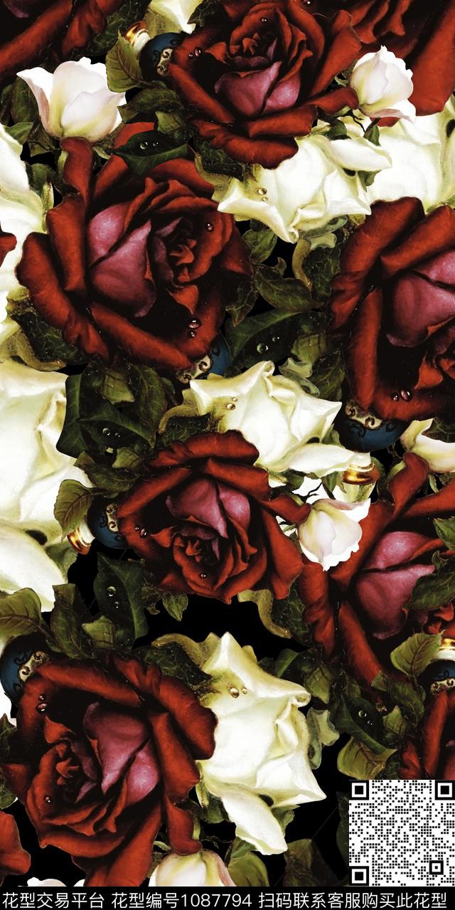 数码华亿平台抽象花卉数码印花华亿平台下载（图片编号: 1087794） - 瓦栏（Walan）