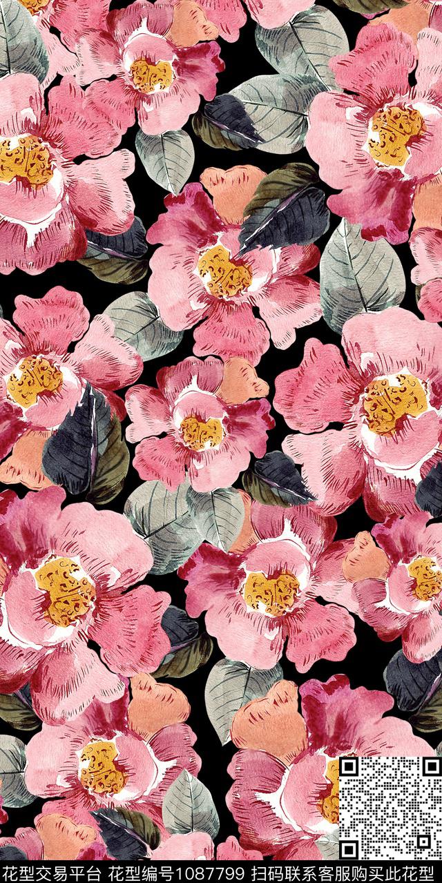 数码华亿平台花卉大牌风数码印花华亿平台下载（图片编号: 1087799） - 瓦栏（Walan）