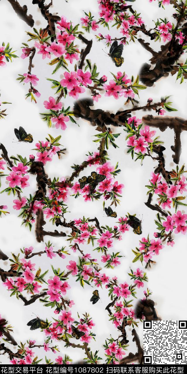 数码华亿平台抽象花卉数码印花华亿平台下载（图片编号: 1087802） - 瓦栏（Walan）