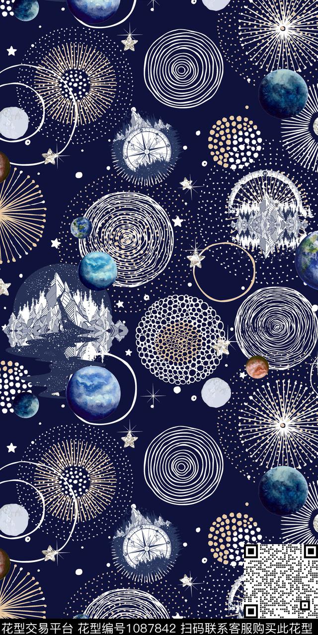 波点抽象星空数码印花华亿平台下载（图片编号: 1087842） - 瓦栏（Walan）