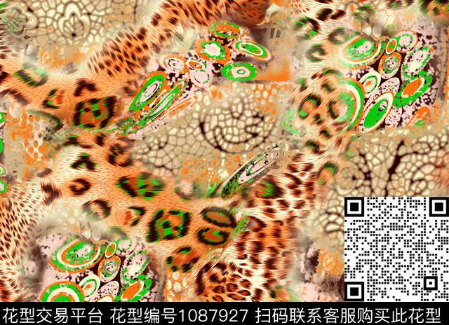 创意豹纹动物数码印花华亿平台下载（图片编号: 1087927） - 瓦栏（Walan）