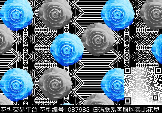 数码华亿平台花卉几何数码印花华亿平台下载（图片编号: 1087983） - 瓦栏（Walan）