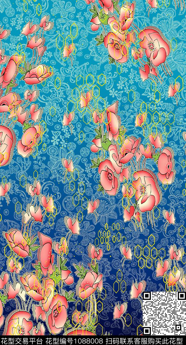 数码华亿平台创意定位花数码印花华亿平台下载（图片编号: 1088008） - 瓦栏（Walan）