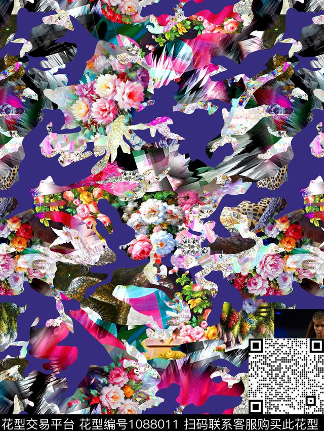 民族花卉抽象花卉数码印花华亿平台下载（图片编号: 1088011） - 瓦栏（Walan）