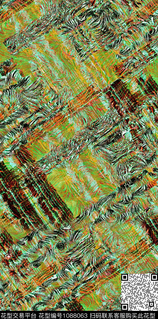 数码华亿平台抽象花卉几何数码印花华亿平台下载（图片编号: 1088063） - 瓦栏（Walan）