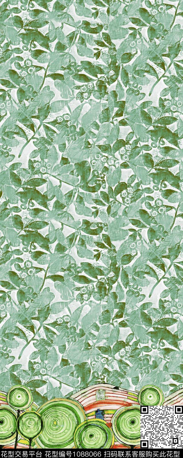 数码华亿平台抽象花卉定位花数码印花华亿平台下载（图片编号: 1088066） - 瓦栏（Walan）
