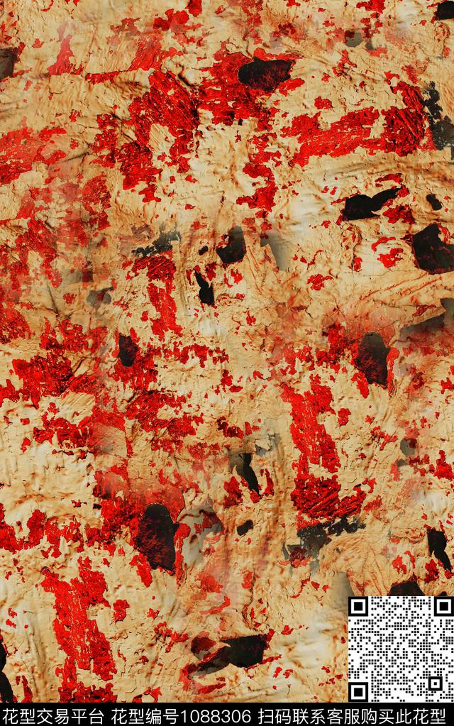 肌理抽象笔触数码印花华亿平台下载（图片编号: 1088306） - 瓦栏（Walan）