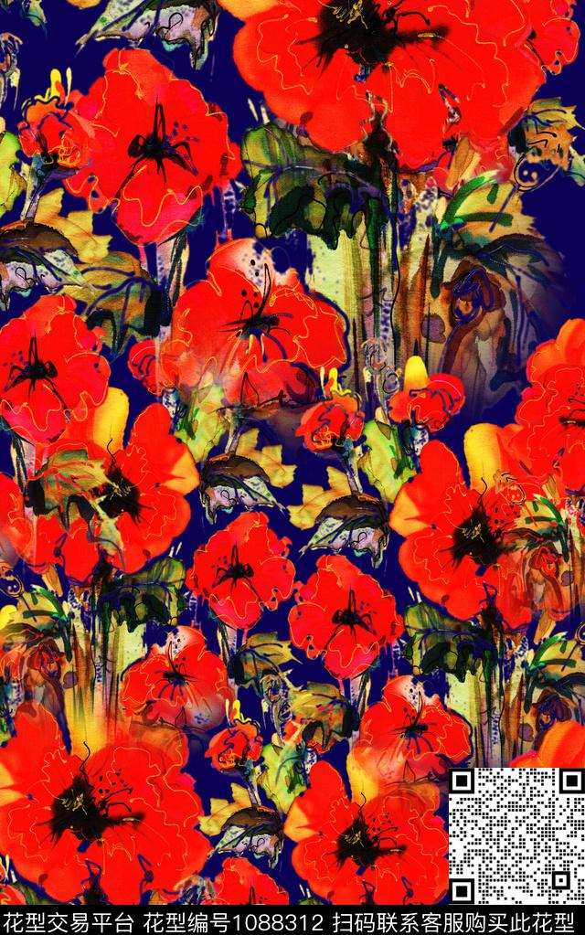 中国风花卉中老年数码印花华亿平台下载（图片编号: 1088312） - 瓦栏（Walan）
