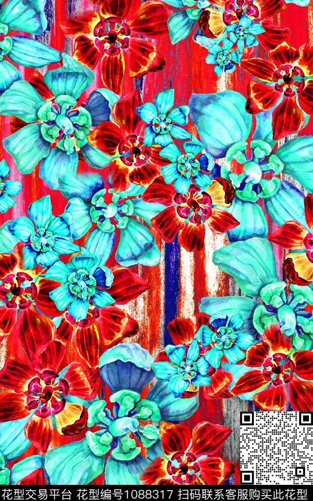 中国风花卉中老年数码印花华亿平台下载（图片编号: 1088317） - 瓦栏（Walan）
