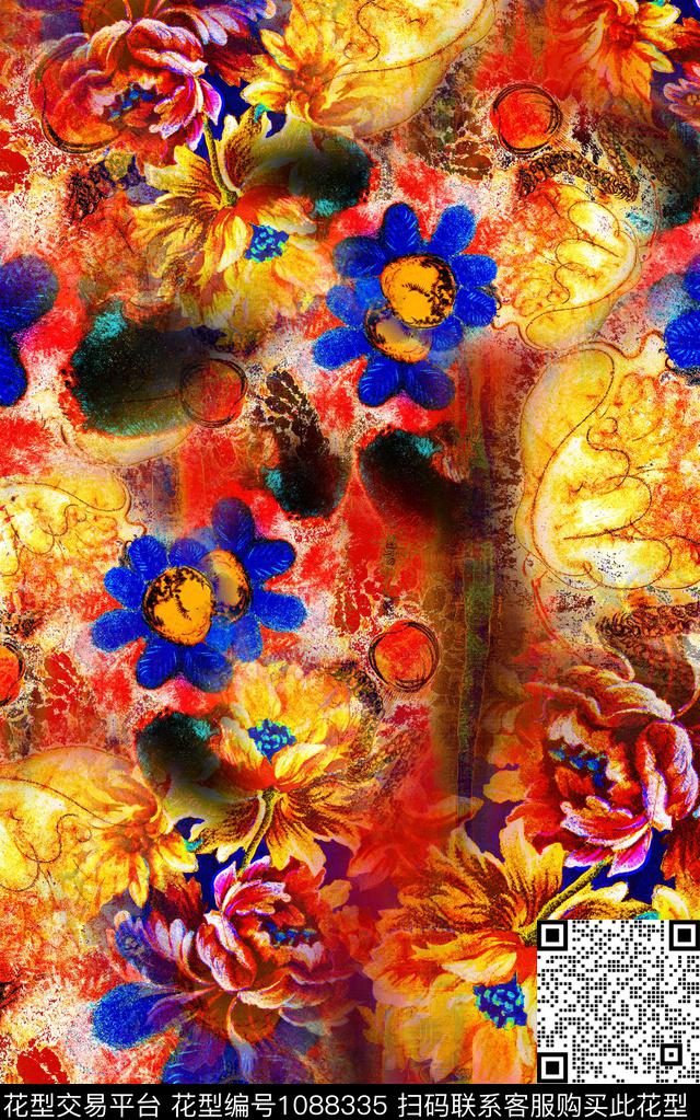 数码华亿平台肌理花卉数码印花华亿平台下载（图片编号: 1088335） - 瓦栏（Walan）