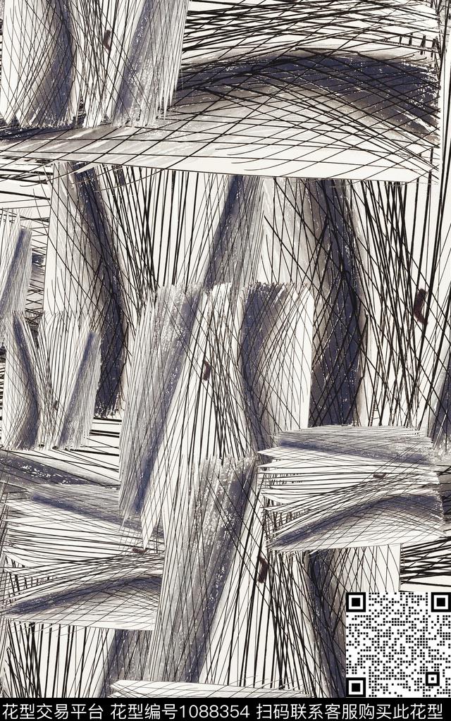 肌理线条抽象数码印花华亿平台下载（图片编号: 1088354） - 瓦栏（Walan）