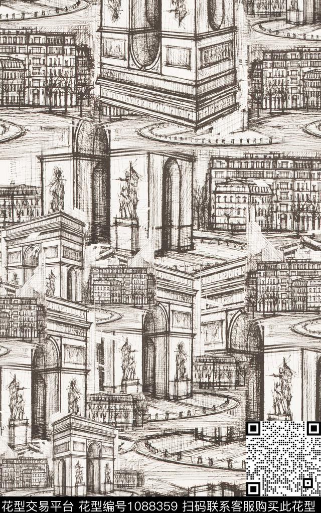 肌理线条抽象数码印花华亿平台下载（图片编号: 1088359） - 瓦栏（Walan）