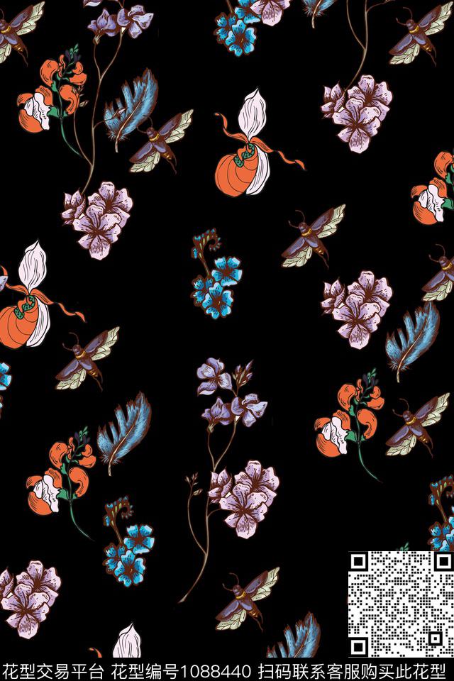 小碎花蝴蝶数码印花华亿平台下载（图片编号: 1088440） - 瓦栏（Walan）