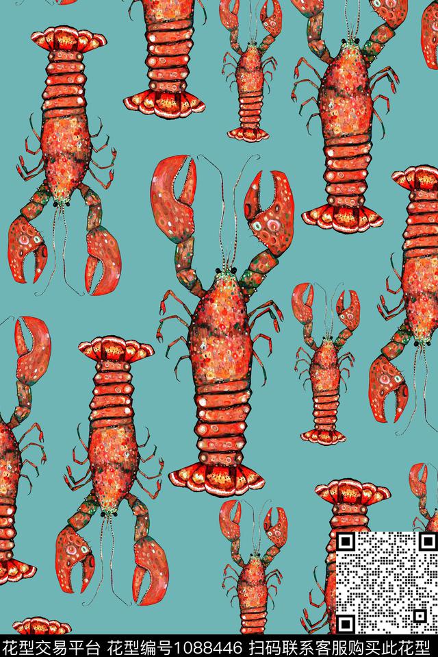 女装动物龙虾数码印花华亿平台下载（图片编号: 1088446） - 瓦栏（Walan）