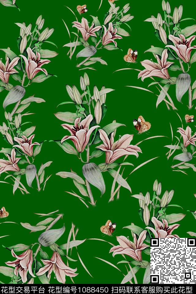花卉女装百合数码印花华亿平台下载（图片编号: 1088450） - 瓦栏（Walan）