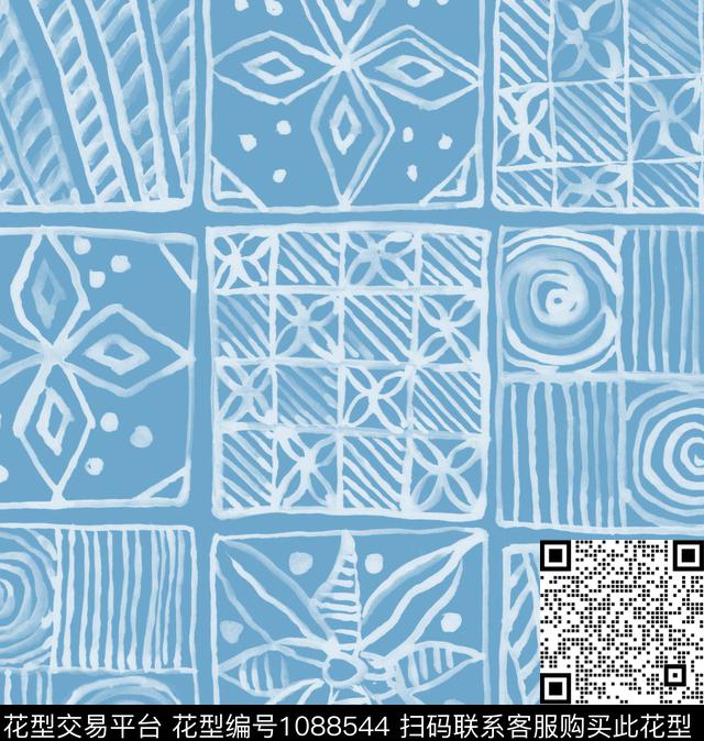 格子几何简约传统印花华亿平台下载（图片编号: 1088544） - 瓦栏（Walan）