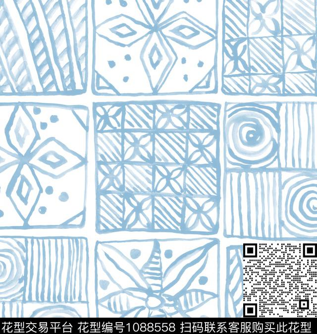 格子几何简约传统印花华亿平台下载（图片编号: 1088558） - 瓦栏（Walan）