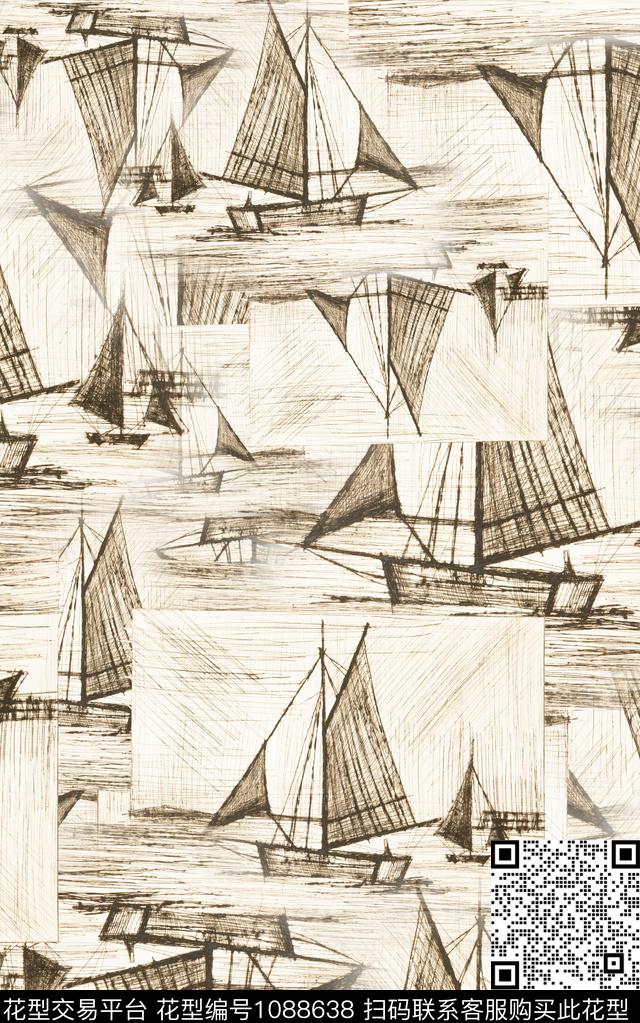 线条笔触几何数码印花华亿平台下载（图片编号: 1088638） - 瓦栏（Walan）