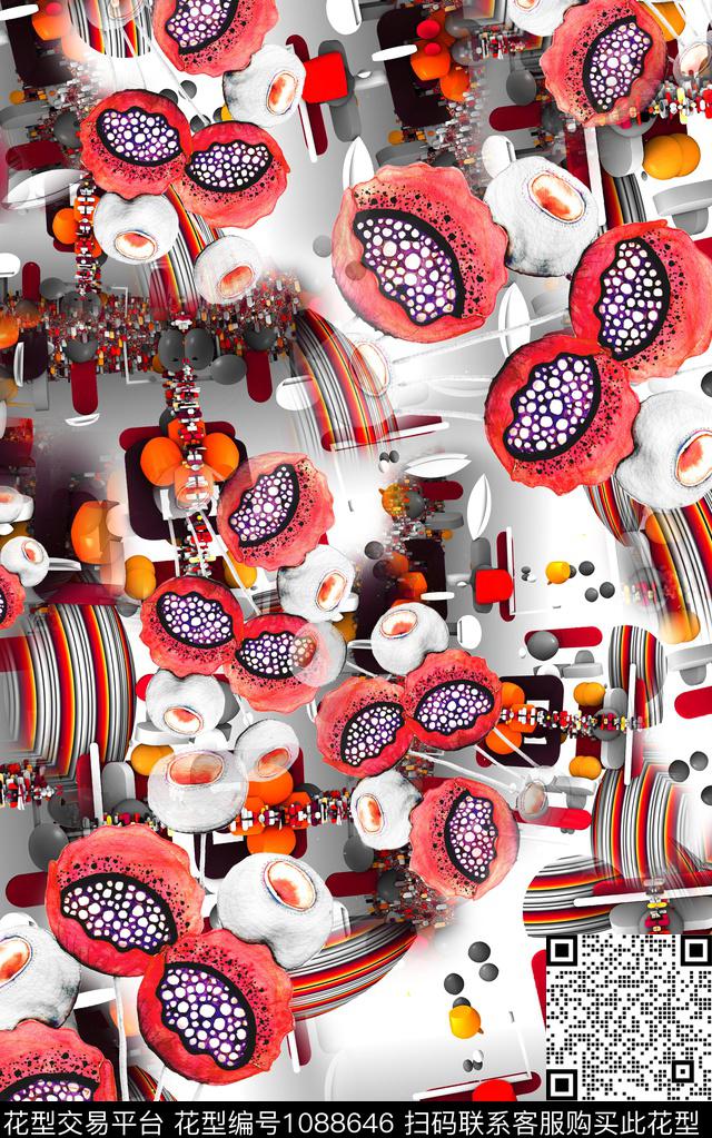 笔触几何油画华亿平台数码印花华亿平台下载（图片编号: 1088646） - 瓦栏（Walan）