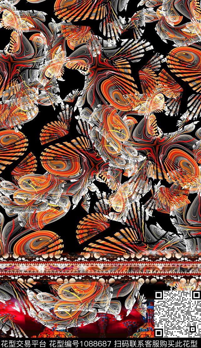 定位花肌理抽象数码印花华亿平台下载（图片编号: 1088687） - 瓦栏（Walan）