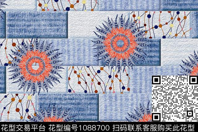 素雅民族风趣味数码印花华亿平台下载（图片编号: 1088700） - 瓦栏（Walan）