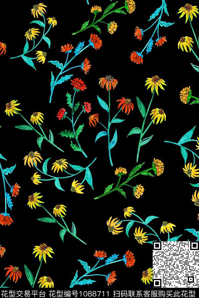 素雅小碎花花卉数码印花华亿平台下载（图片编号: 1088711） - 瓦栏（Walan）