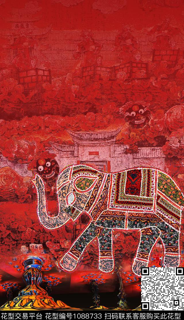 定位花民族风中老年数码印花华亿平台下载（图片编号: 1088733） - 瓦栏（Walan）