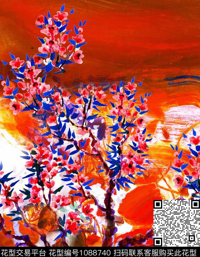 水彩花卉中老年复古数码印花华亿平台下载（图片编号: 1088740） - 瓦栏（Walan）