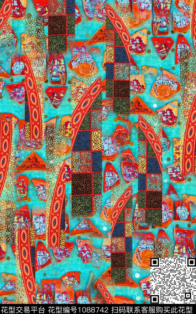 民族风肌理几何数码印花华亿平台下载（图片编号: 1088742） - 瓦栏（Walan）