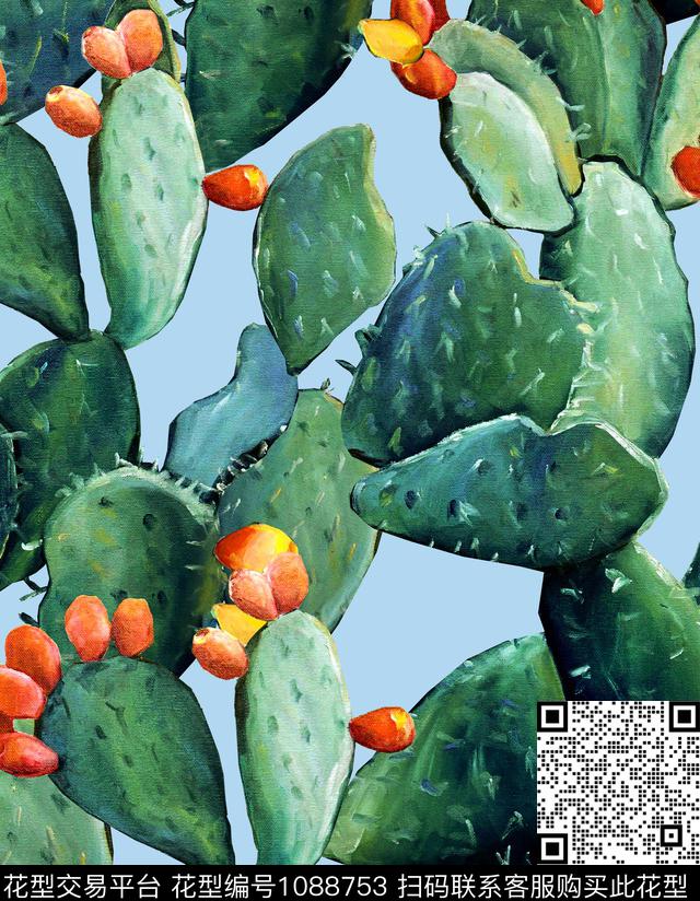 仙人掌大牌风新品数码印花华亿平台下载（图片编号: 1088753） - 瓦栏（Walan）