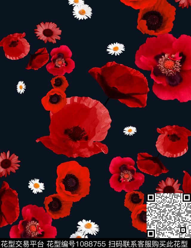 虞美人新品小雏菊数码印花华亿平台下载（图片编号: 1088755） - 瓦栏（Walan）