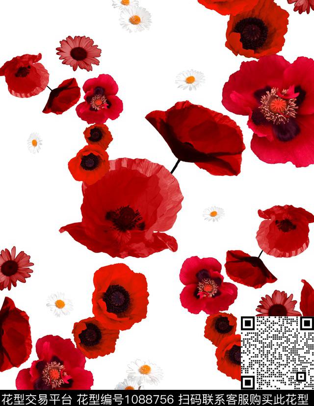 虞美人新品小雏菊数码印花华亿平台下载（图片编号: 1088756） - 瓦栏（Walan）