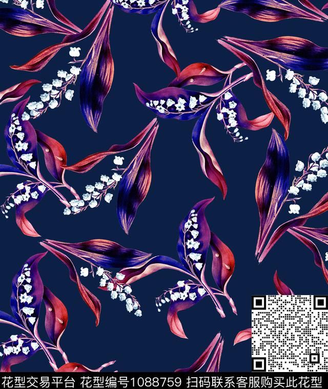 小碎花流行色新品数码印花华亿平台下载（图片编号: 1088759） - 瓦栏（Walan）