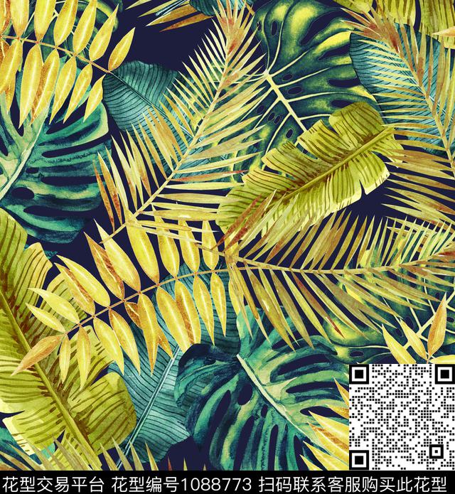 热带华亿平台新品棕榈树数码印花华亿平台下载（图片编号: 1088773） - 瓦栏（Walan）