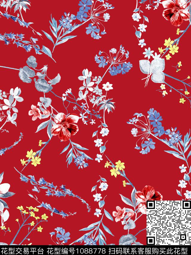 小碎花新品素雅数码印花华亿平台下载（图片编号: 1088778） - 瓦栏（Walan）