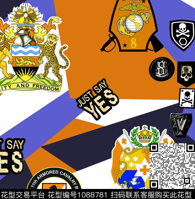 几何男装大牌风新品数码印花华亿平台下载（图片编号: 1088781） - 瓦栏（Walan）