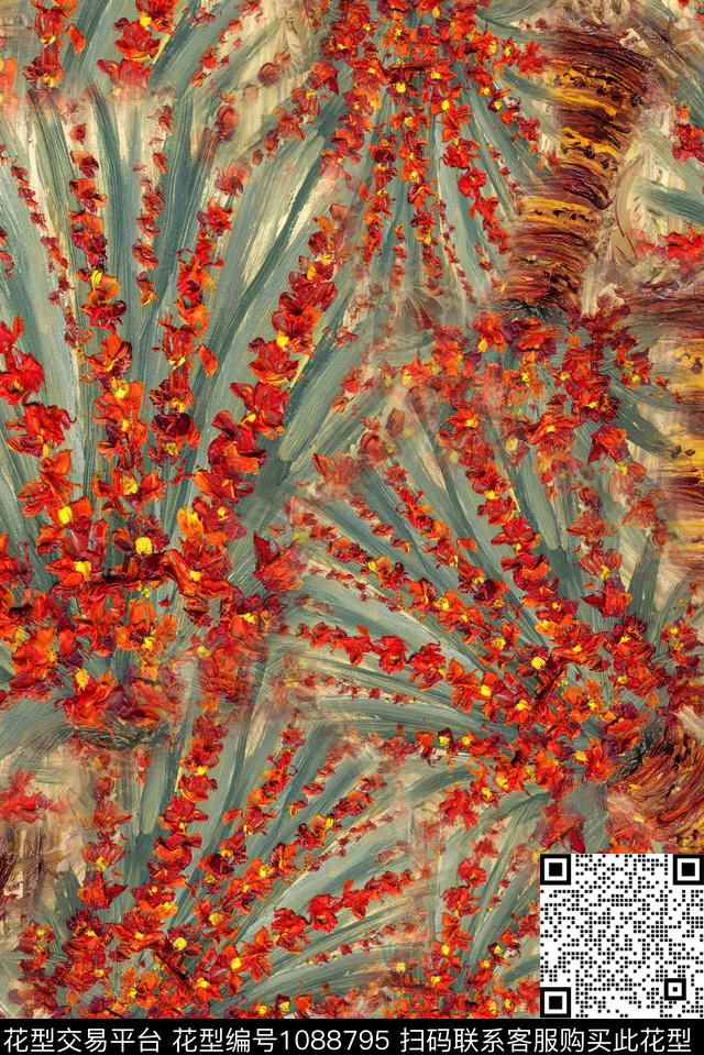 肌理油画华亿平台大牌风传统印花华亿平台下载（图片编号: 1088795） - 瓦栏（Walan）